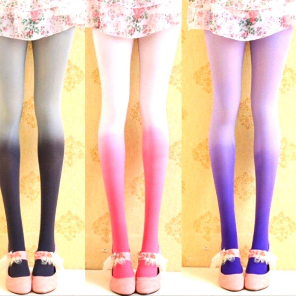 TIGHTS PURPLE OMBRE VELVETY OPAGE CANDY COLORED - Picture 4 of 4